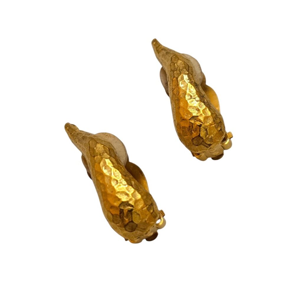 Vintage 80s Alexis Lahellec Paris NOS Gilt Gold Swirl Clip Earrings (A9043)